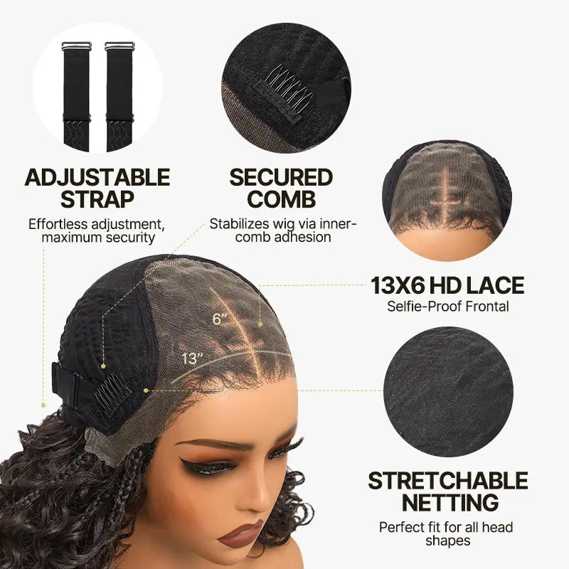 ✨ Boho Braids Water Wave Pre-Cut Lace Wig – Premium Fiber, Beginner Friendly