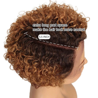 100% Human Hair 13x1 HD Lace Wig Bob Curly Hair