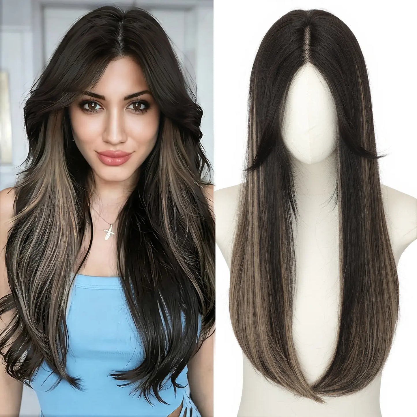 Hair Topper Slightly Layered Synthetic Extensions No Wig