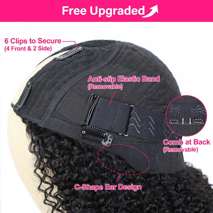 ✨ Afro Curly V Part Wig  180%-250% Density 💕 No Leave Out Human Hair 💇🏽‍♀️ Glueless Wig  Beginner Friendly 👑