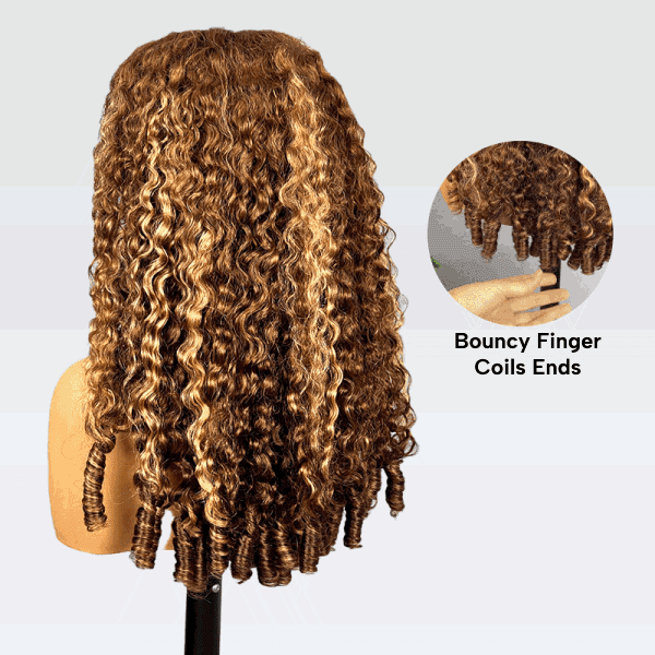 Burmese Curly Glueless Wig 4/27 Highlight Color Pre Cut 9x6 Lace Elastic Drawstring Wear Go Wig