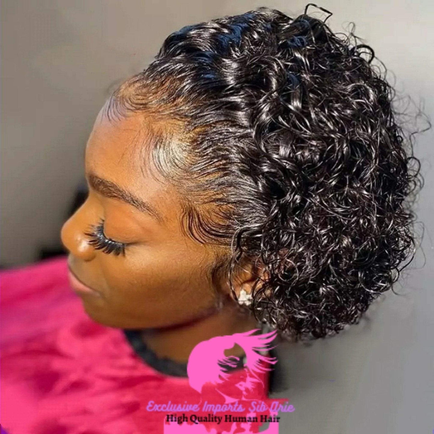 100% Human Hair 13x1 HD Lace Wig Bob Curly Hair