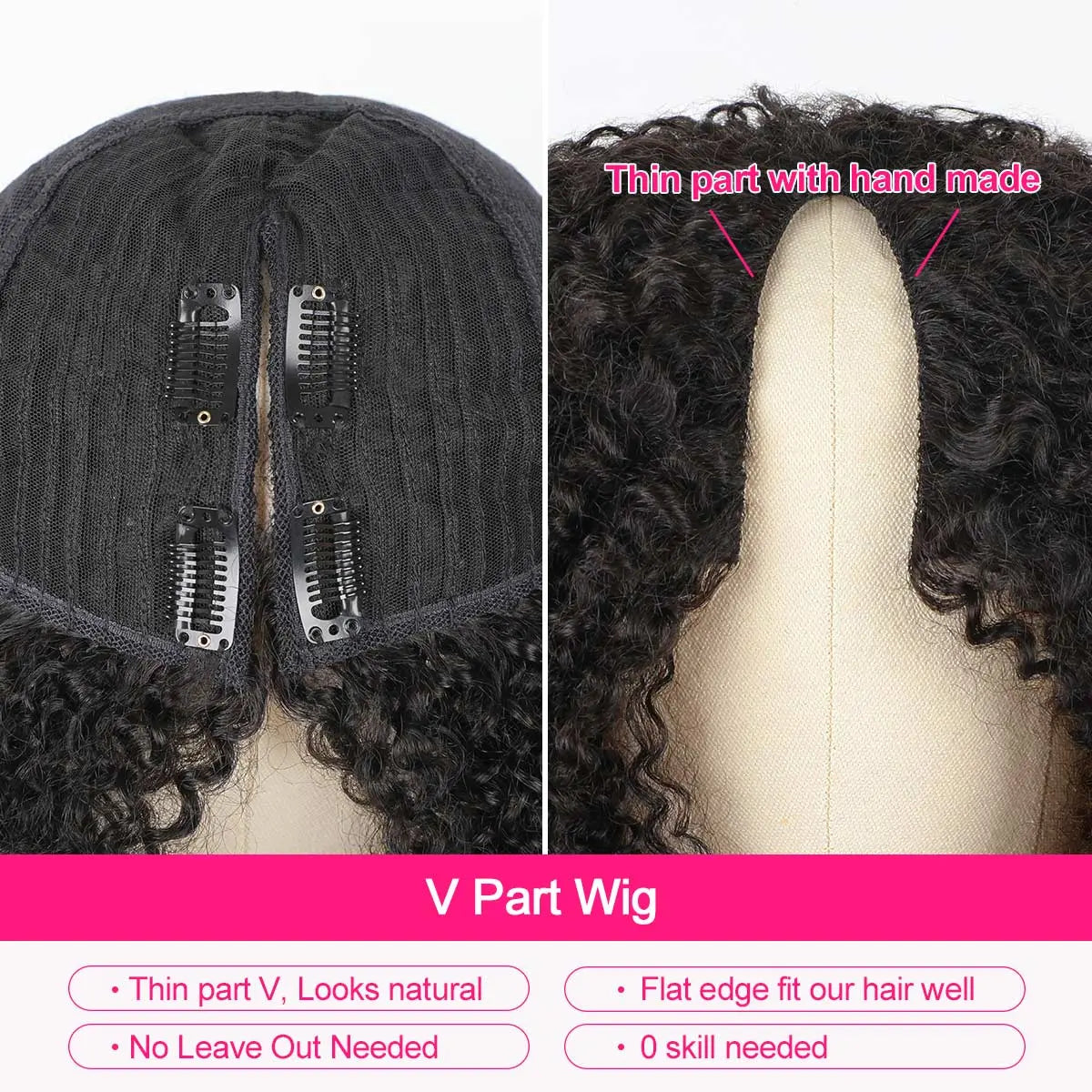✨ Afro Curly V Part Wig  180%-250% Density 💕 No Leave Out Human Hair 💇🏽‍♀️ Glueless Wig  Beginner Friendly 👑